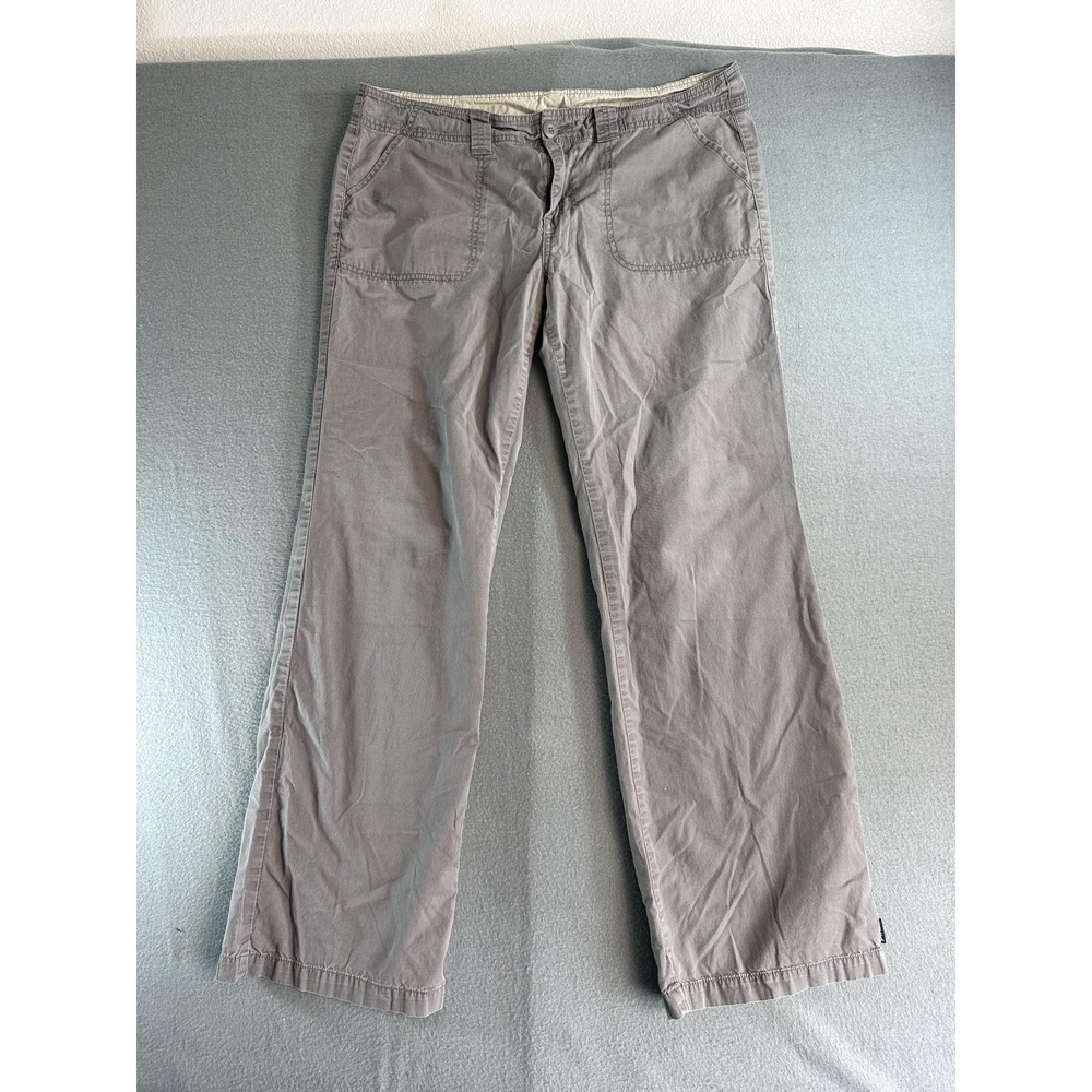 Vintage PrAna Pants Womens 14 Gray Twill Chino Relaxed Straight Pockets Casual